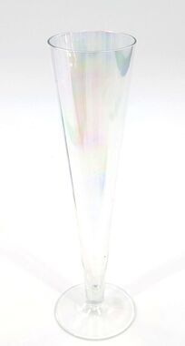 Krosno Clear Iridescent Glass Champagne Flute Vase Made In Poland 10 Inches